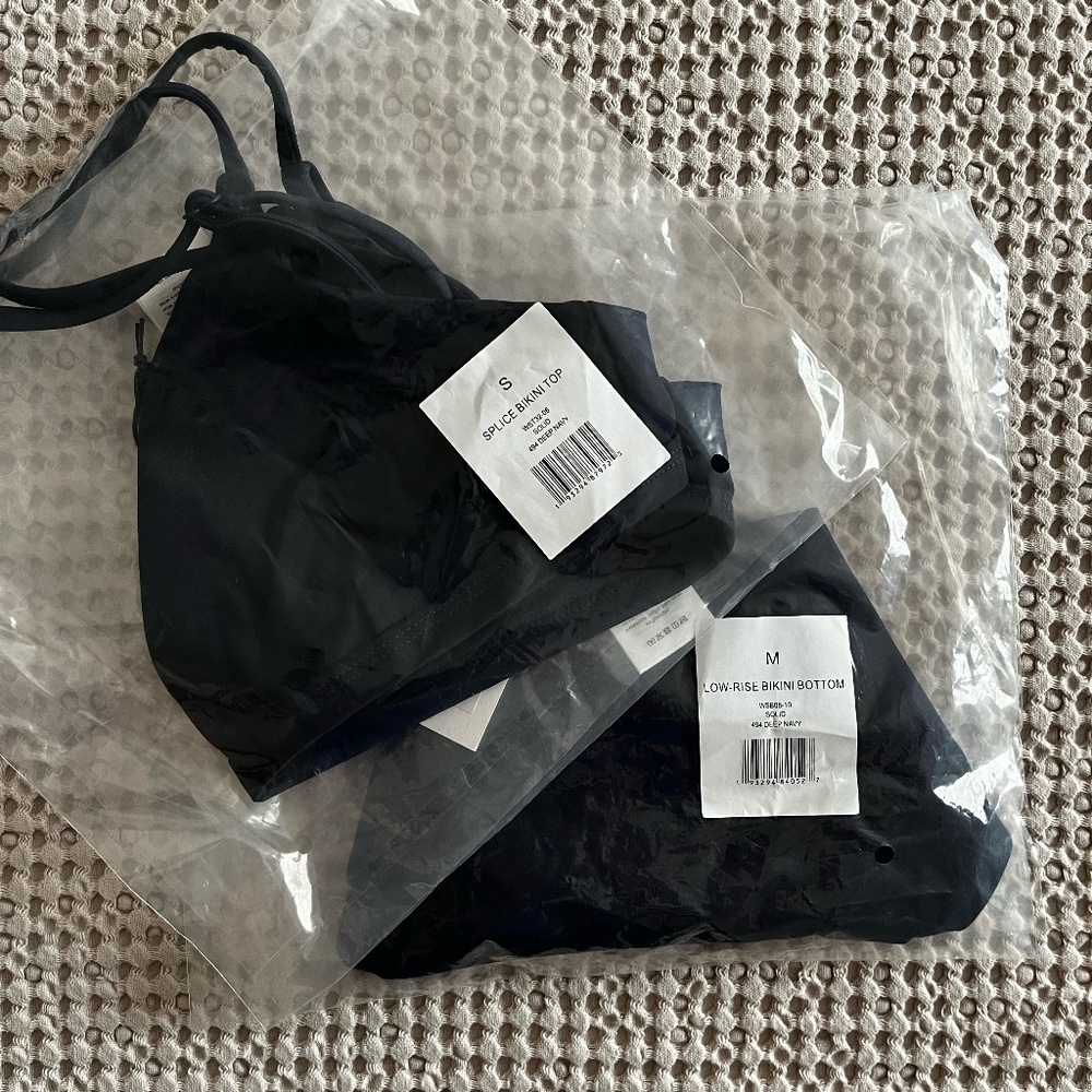 NWT Onia 2-Piece Bikini Ashley Top Splice Malin Bottom Deep Navy Blue Small Med - Picture 7 of 9